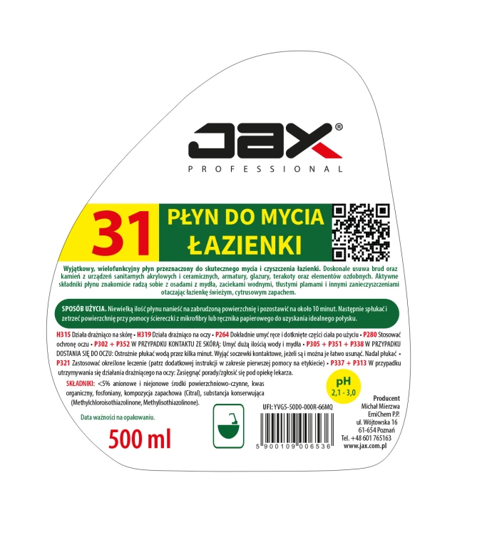 JAX 31 500 ml etykieta.webp