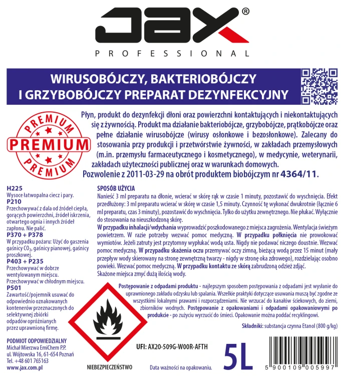 JAX PREMIUM 5L etykieta.webp